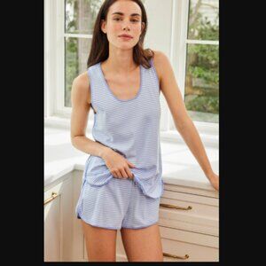 LAKE Pima Tank-Short Set in Lavendar and White Small